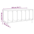 Mueble discos madera contrachapada gris hormigón 100x38x48 cm