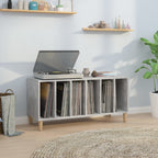 Mueble discos madera contrachapada gris hormigón 100x38x48 cm