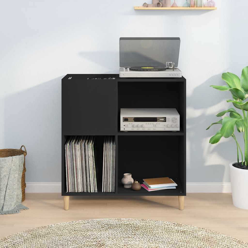 Mueble para discos madera contrachapada negro 84,5x38x89 cm