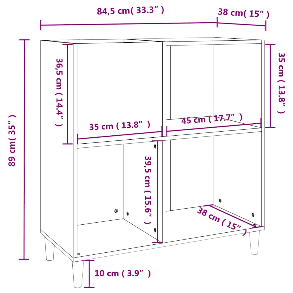 Mueble para discos madera contrachapada negro 84,5x38x89 cm
