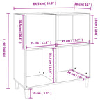 Mueble discos madera contrachapada gris hormigón 84,5x38x89 cm