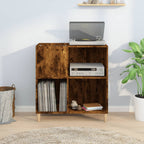Mueble discos madera contrachapada roble ahumado 84,5x38x89 cm