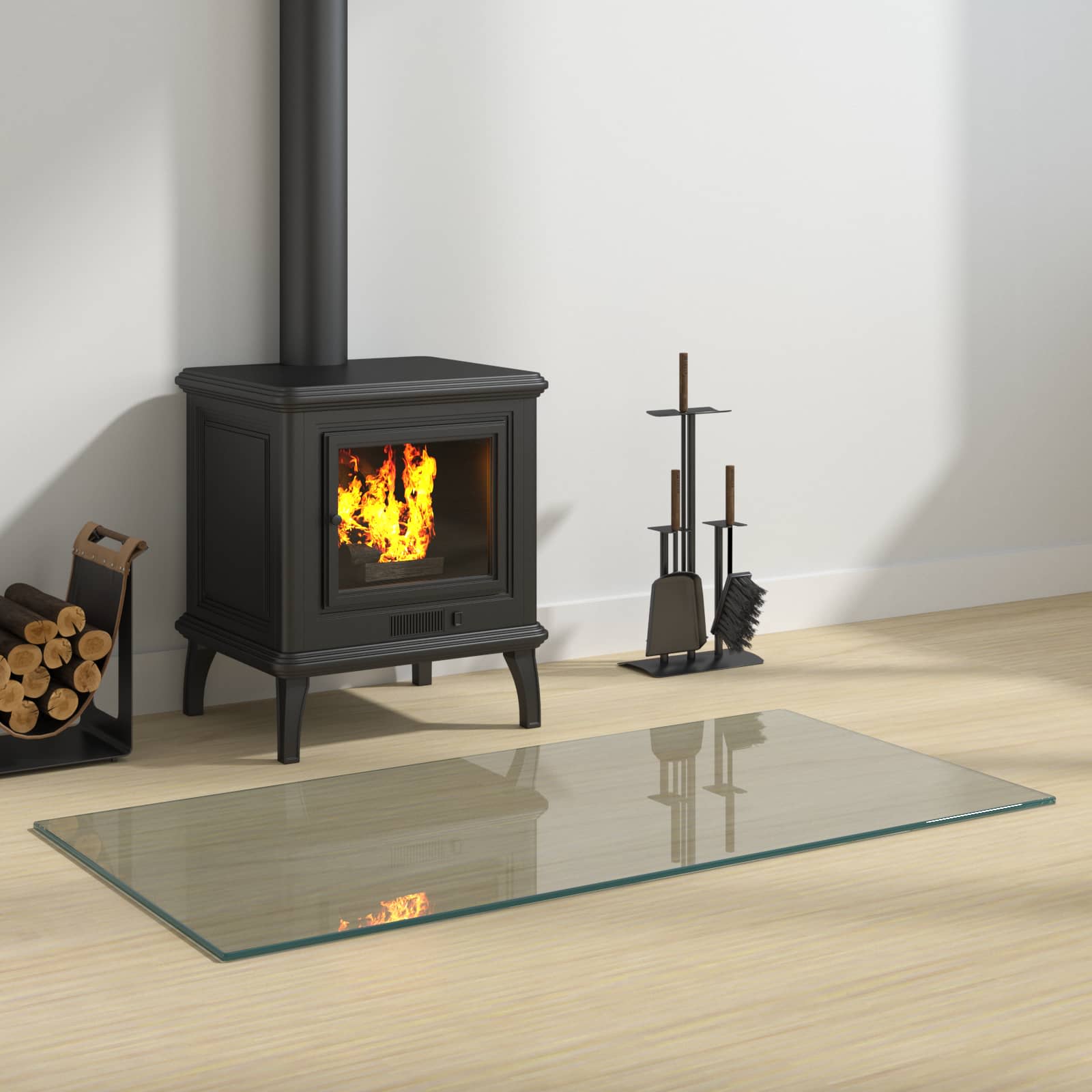 Placa de vidrio para chimenea Transparente 100 x 50 cm Cristal