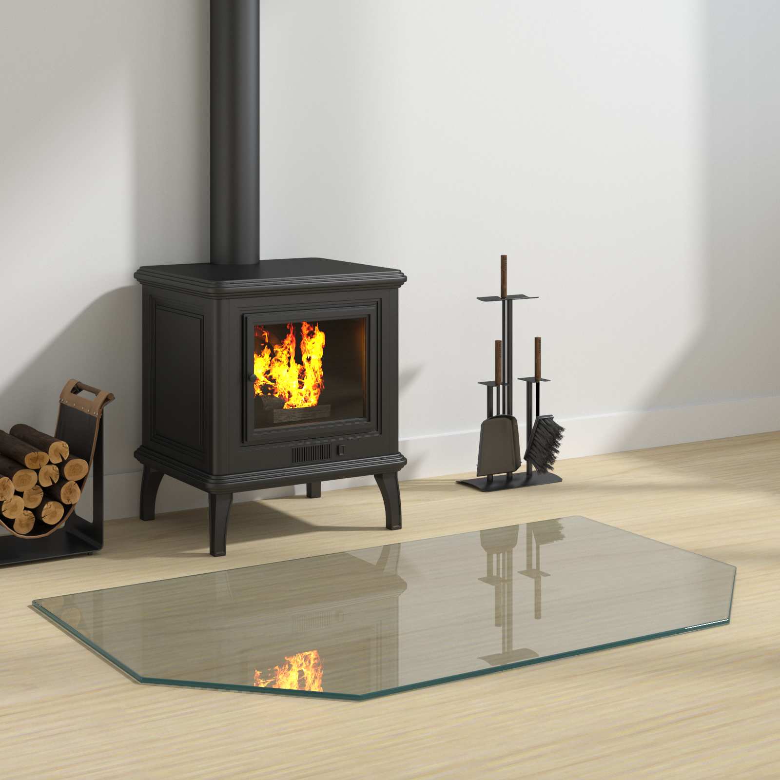 Placa de vidrio para chimenea Transparente 100 x 60 cm Cristal