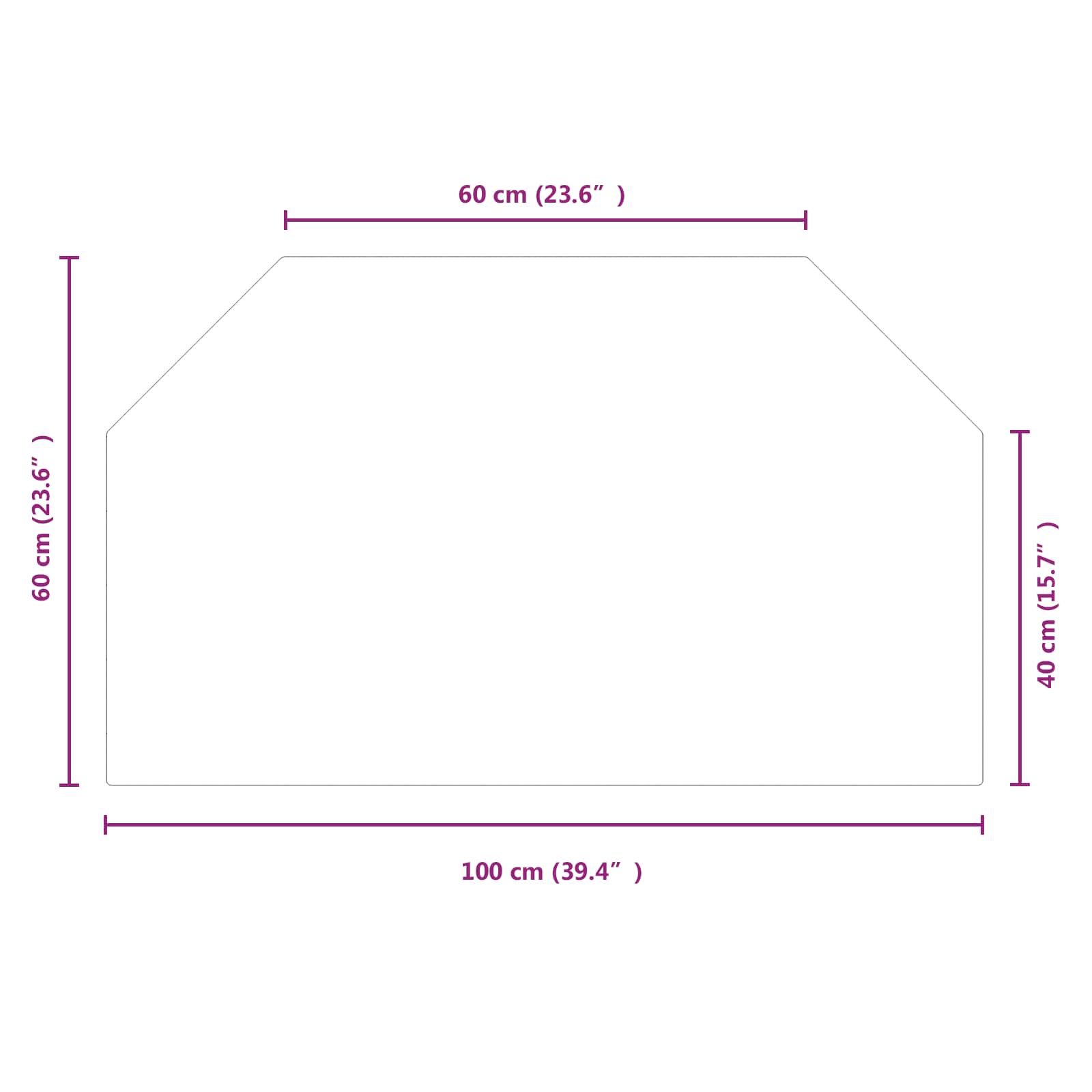 Placa de vidrio para chimenea Transparente 100 x 60 cm Cristal