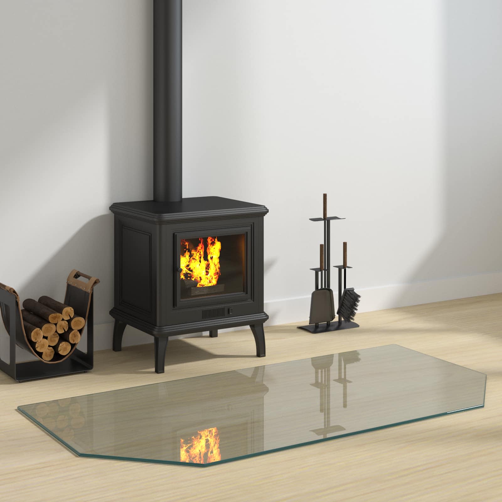 Placa de vidrio para chimenea Transparente 120 x 60 cm Cristal