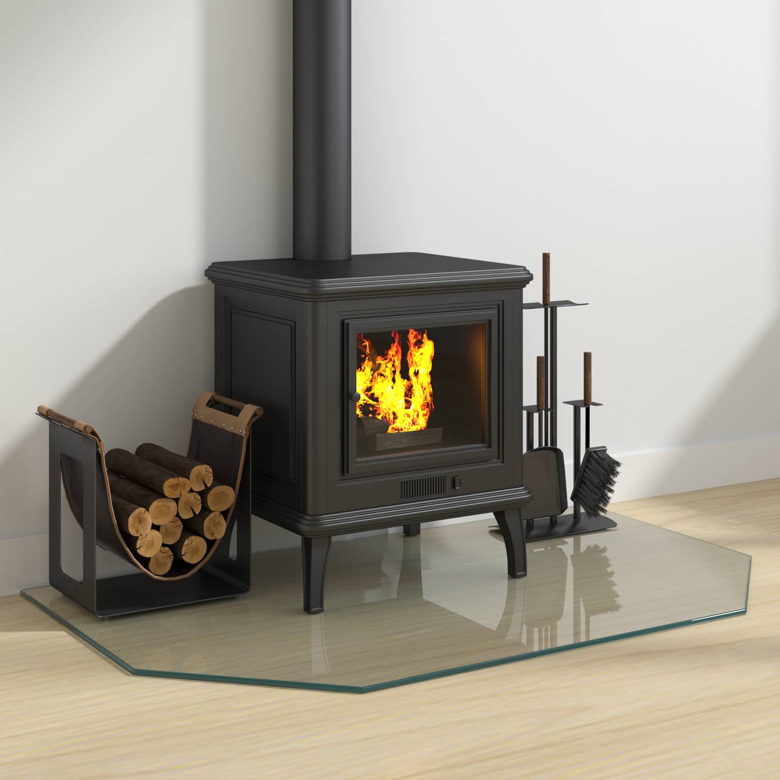 Placa de vidrio para chimenea Transparente 100 x 60 cm Cristal
