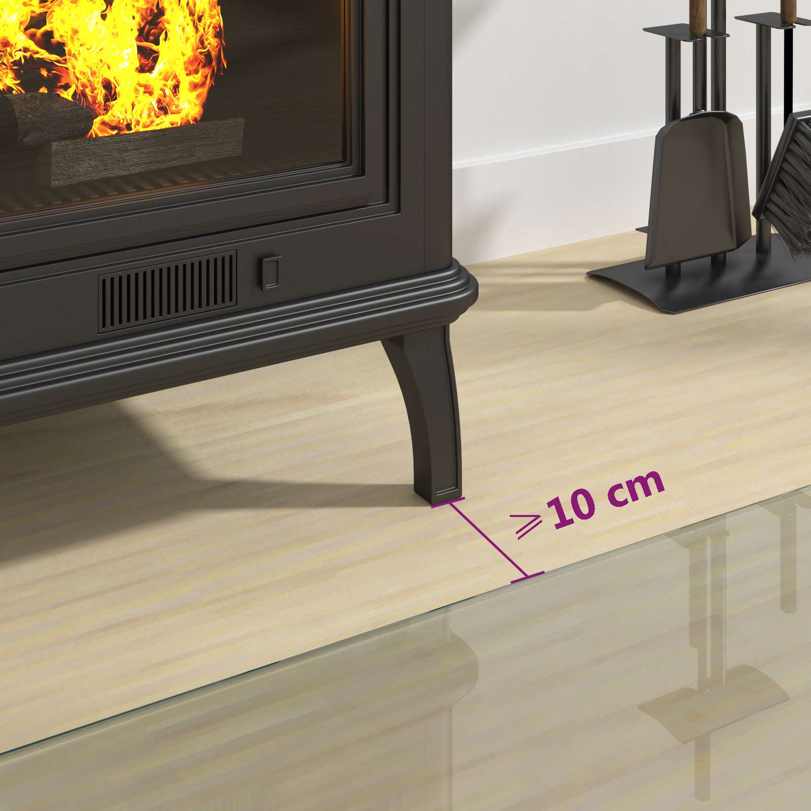 Placa de vidrio para chimenea Transparente 120 x 60 cm Cristal