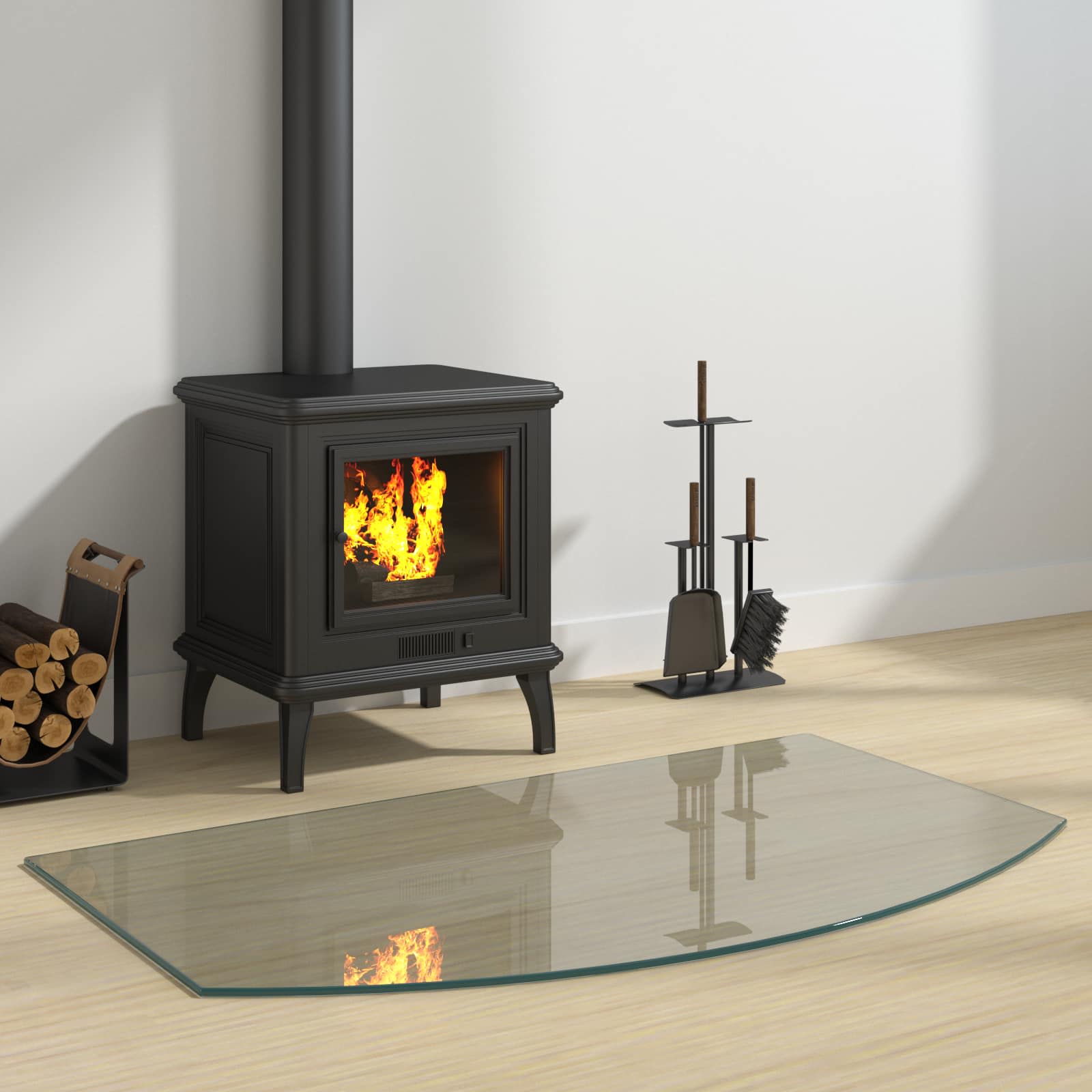 Glass hearth plate Clear 100 x 50 cm Glass