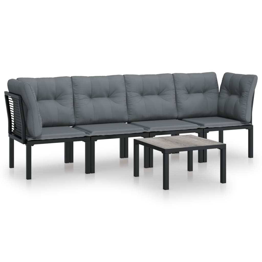 Juego de muebles de jardín 5 pzas ratán sintético negro y gris