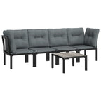 Juego de muebles de jardín 5 pzas ratán sintético negro y gris