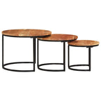 Mesas apilables 3 piezas madera maciza de acacia