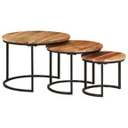 Mesas apilables 3 piezas madera maciza de acacia