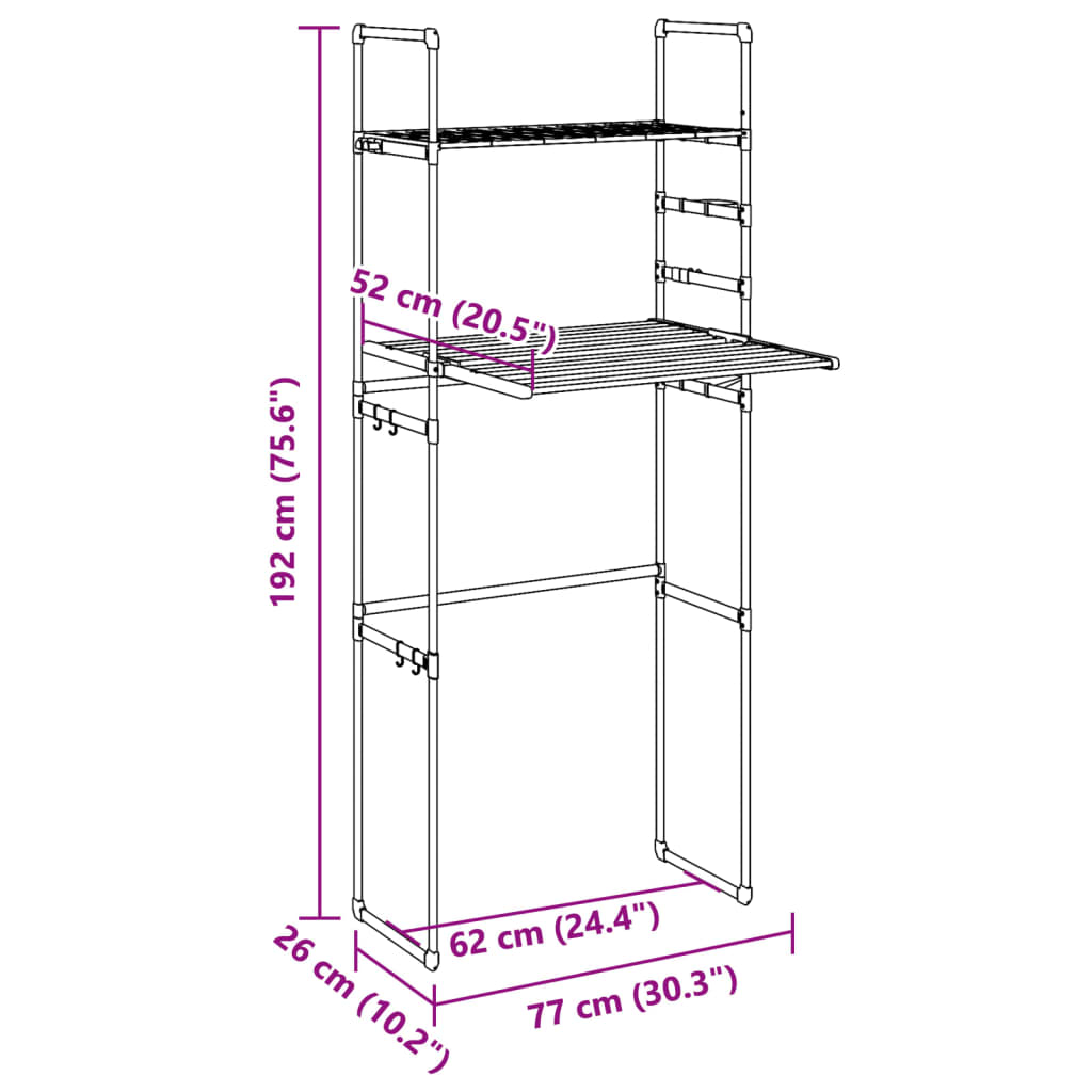 Estantería para lavadora aluminio 77x52x192 cm