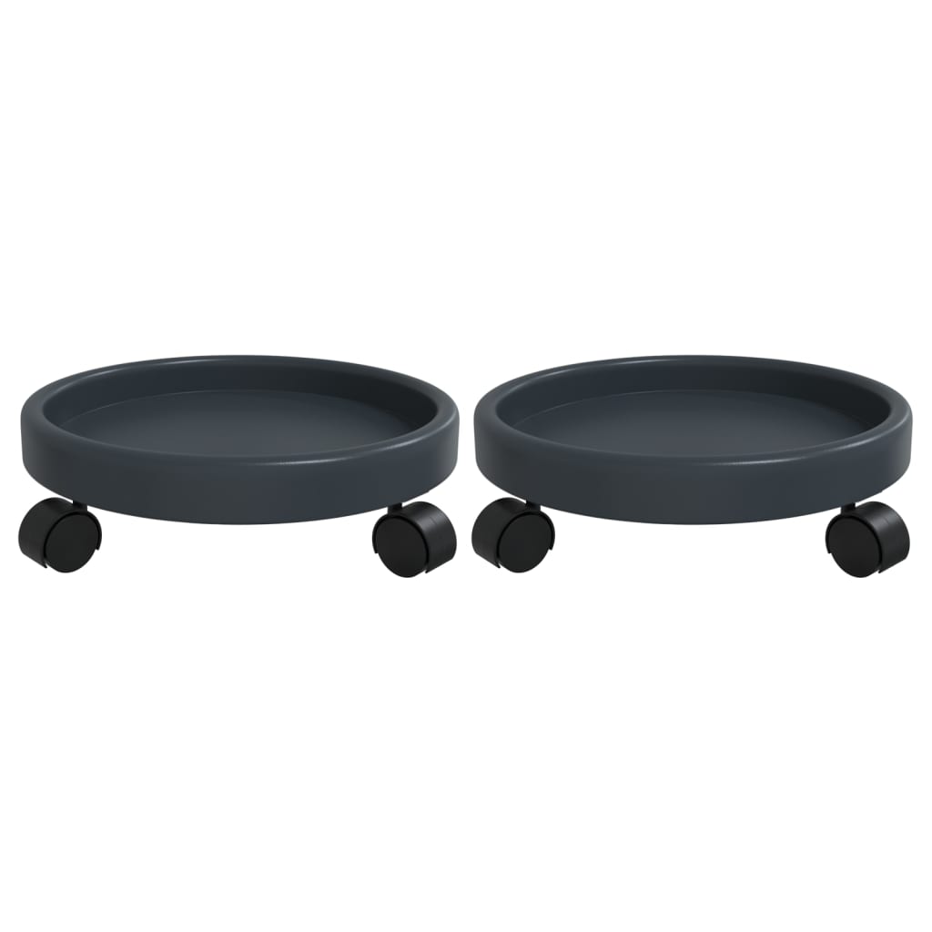 Soporte para plantas con ruedas 2 uds gris diámetro 34 cm 35 kg