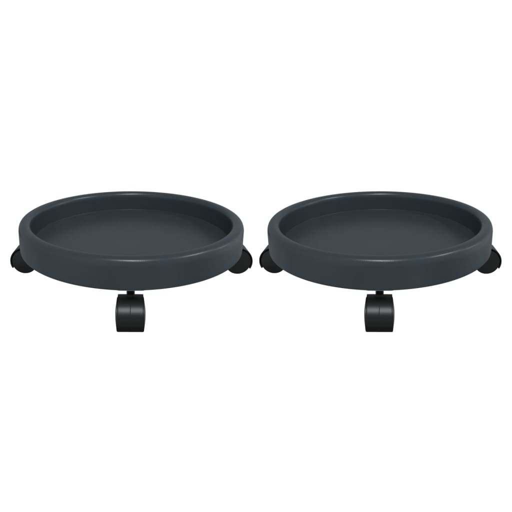 Soporte para plantas con ruedas 2 uds gris diámetro 34 cm 35 kg
