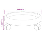Soporte para plantas con ruedas 2 uds gris diámetro 34 cm 35 kg