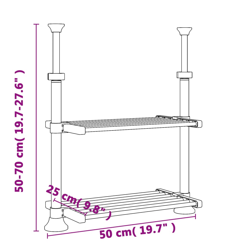 Estantería de cocina aluminio 50x25x(50-70) cm