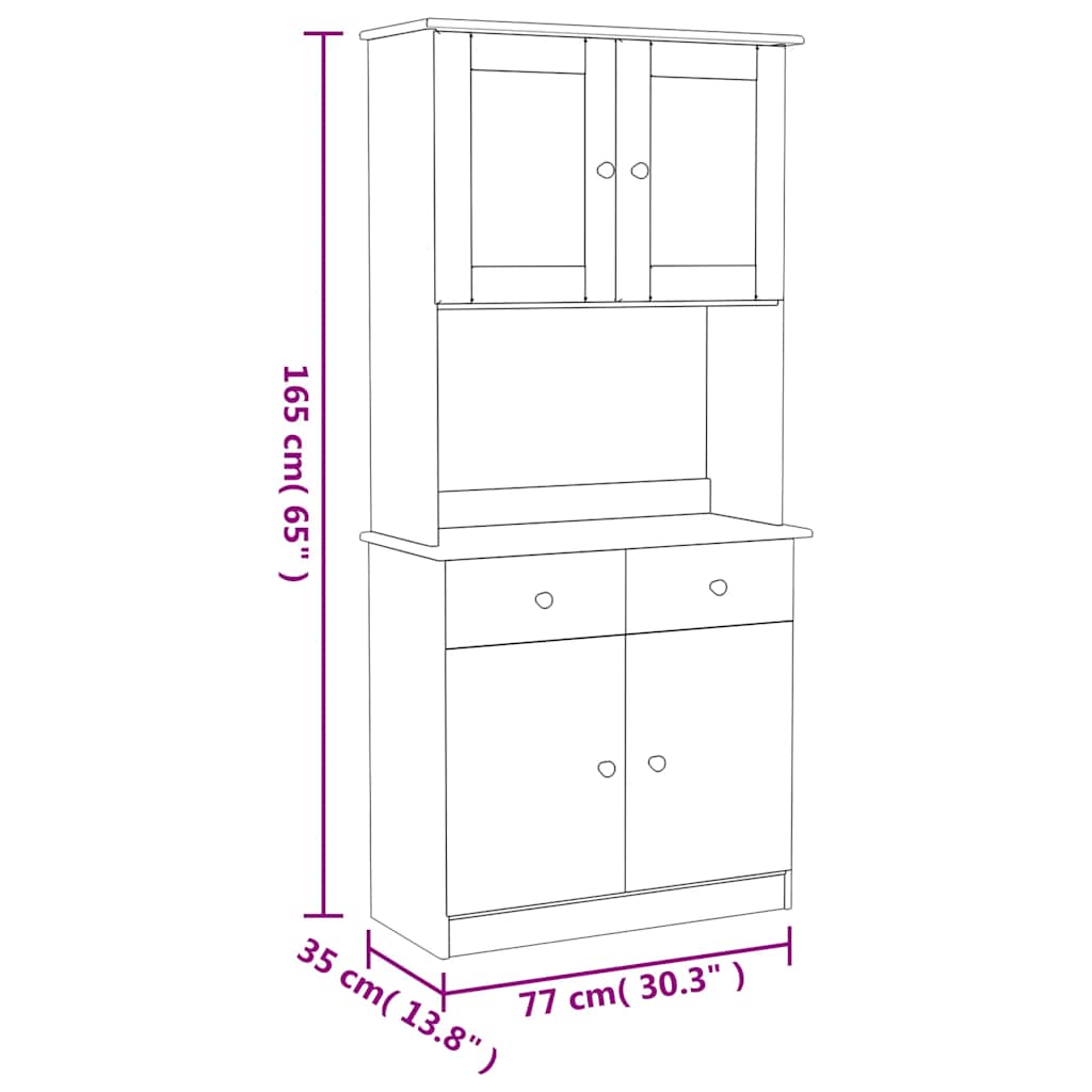 Aparador alto ALTA madera maciza de pino 77x35x165 cm