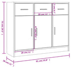 Aparador blanco 91x28x75 cm madera de ingeniería