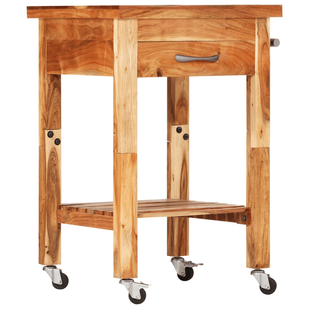 Carrito de cocina madera maciza de acacia 55x55x89 cm