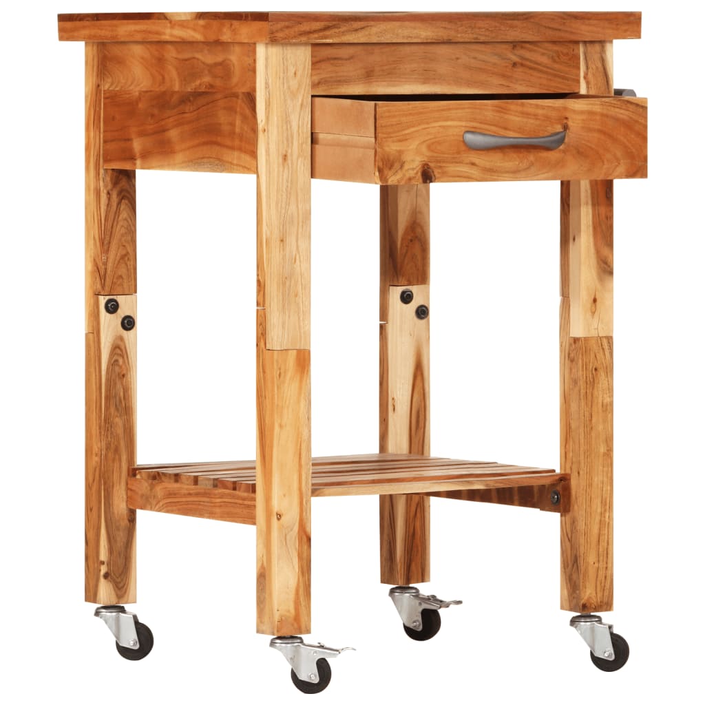 Carrito de cocina madera maciza de acacia 55x55x89 cm