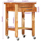 Carrito de cocina madera maciza de acacia 55x55x89 cm