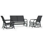 Set de muebles con mecedoras jardín 3 pzs acero textilene negro