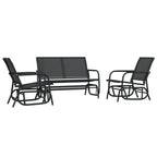 Set de muebles con mecedoras jardín 3 pzs acero textilene negro