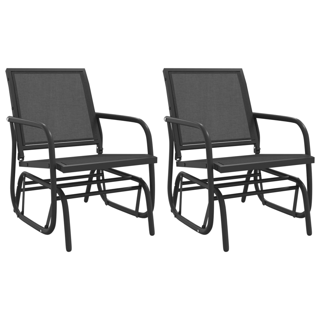 Set de muebles con mecedoras jardín 3 pzs acero textilene negro