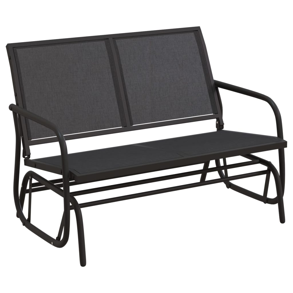 Set de muebles con mecedoras jardín 3 pzs acero textilene negro