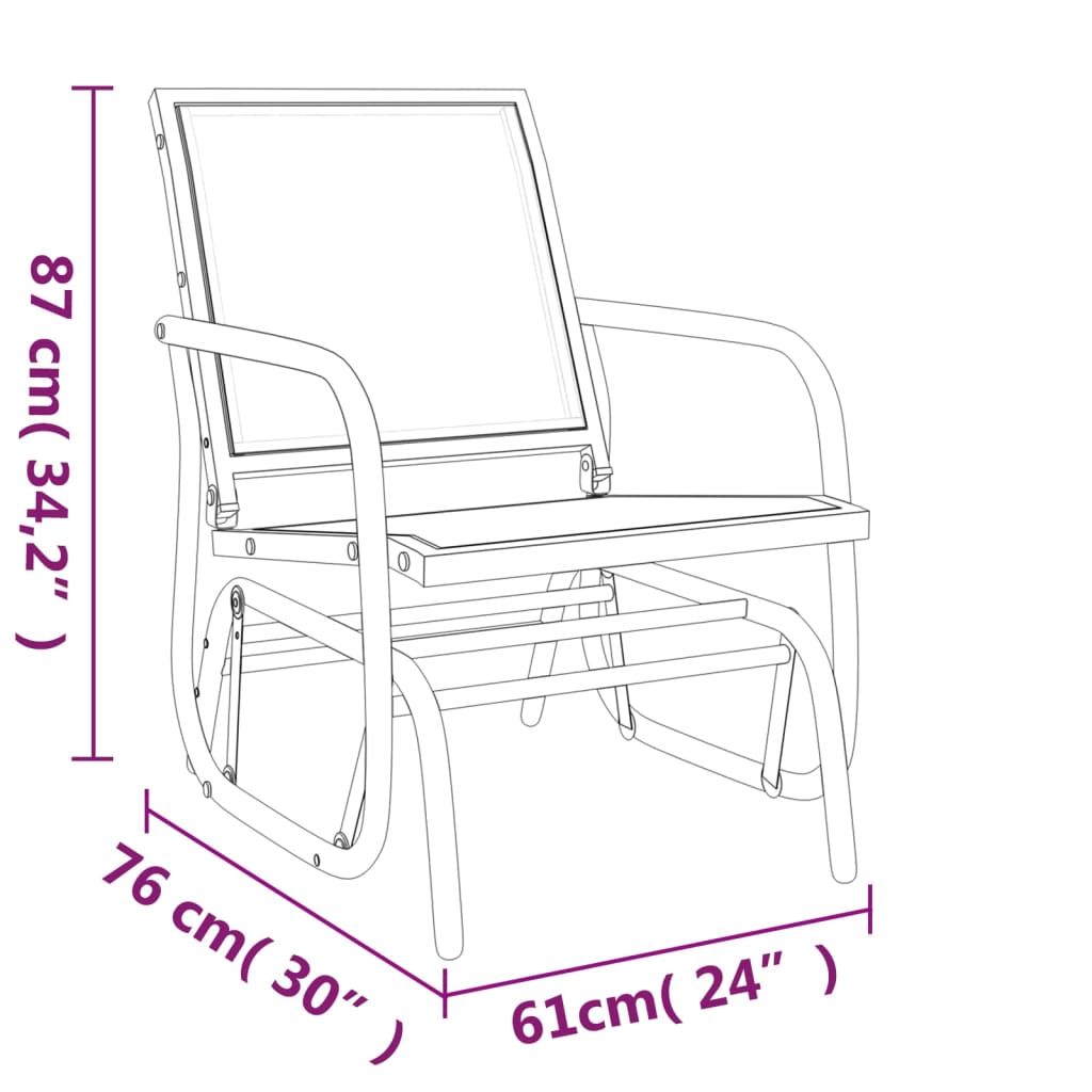 Set de muebles con mecedoras jardín 3 pzs acero textilene negro