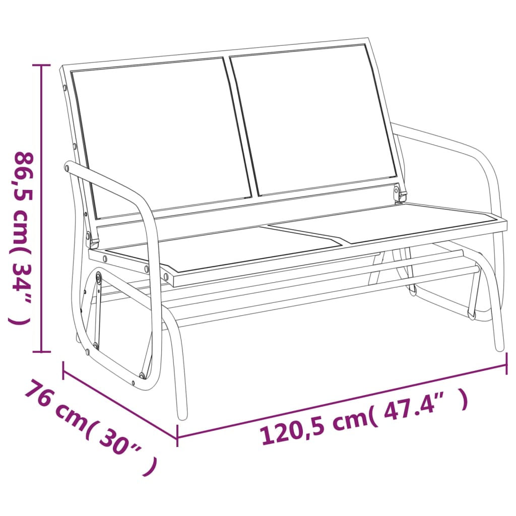 Set de muebles con mecedoras jardín 3 pzs acero textilene negro