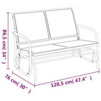 Set de muebles con mecedoras jardín 3 pzs acero textilene negro