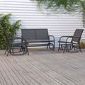 Set de muebles con mecedoras jardín 3 pzs acero textilene negro