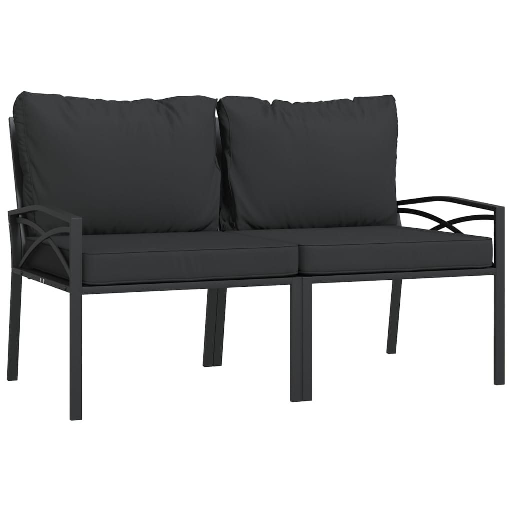 Juego de muebles de jardín 7 piezas acero con cojines gris
