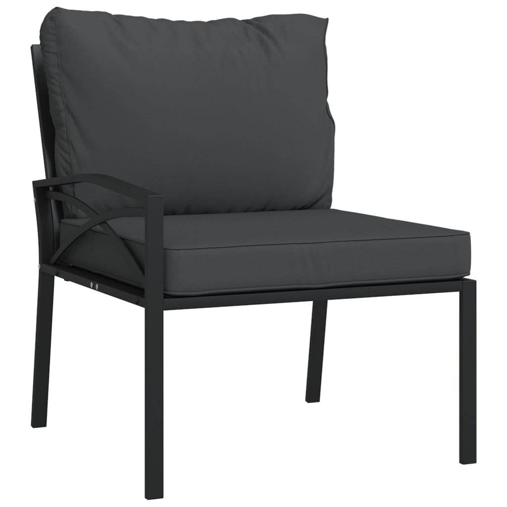 Juego de muebles de jardín 7 piezas acero con cojines gris