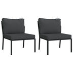 Juego de muebles de jardín 7 piezas acero con cojines gris
