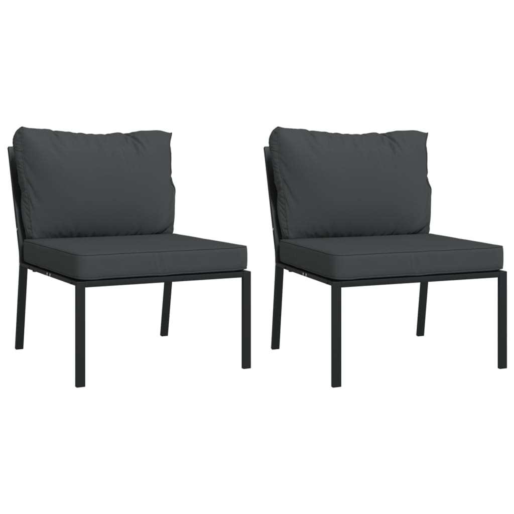 Juego de muebles de jardín 7 piezas acero con cojines gris