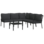 Juego de muebles de jardín 6 piezas acero con cojines gris