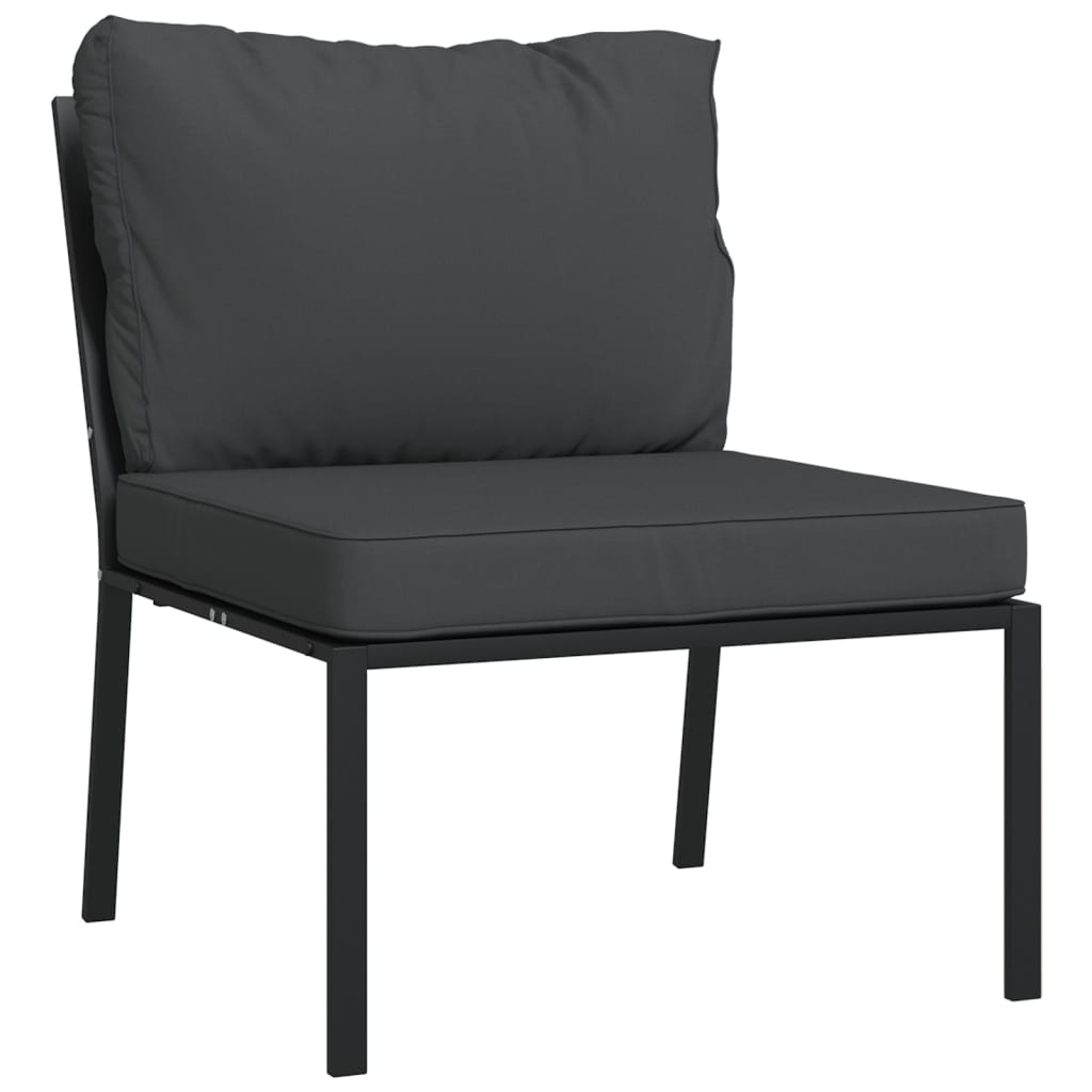Juego de muebles de jardín 6 piezas acero con cojines gris