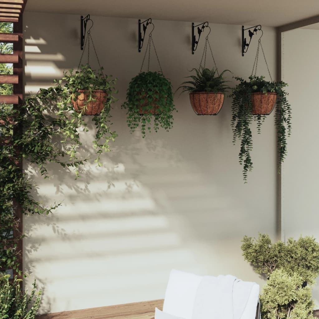 Soportes para cestas colgantes 4 unidades acero negro
