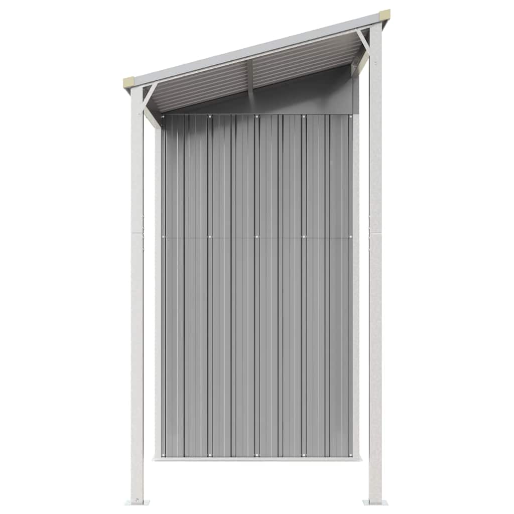 Caseta de jardín con techo extensible, gris claro, 277 x 107 x 181 cm, acero