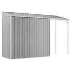 Caseta de jardín con techo extensible, gris claro, 277 x 107 x 181 cm, acero