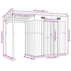 Caseta de jardín con techo extensible, gris claro, 277 x 107 x 181 cm, acero