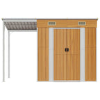 Cobertizo con tejado largo acero marrón claro 277x107x181 cm