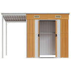 Cobertizo con tejado largo acero marrón claro 277x107x181 cm
