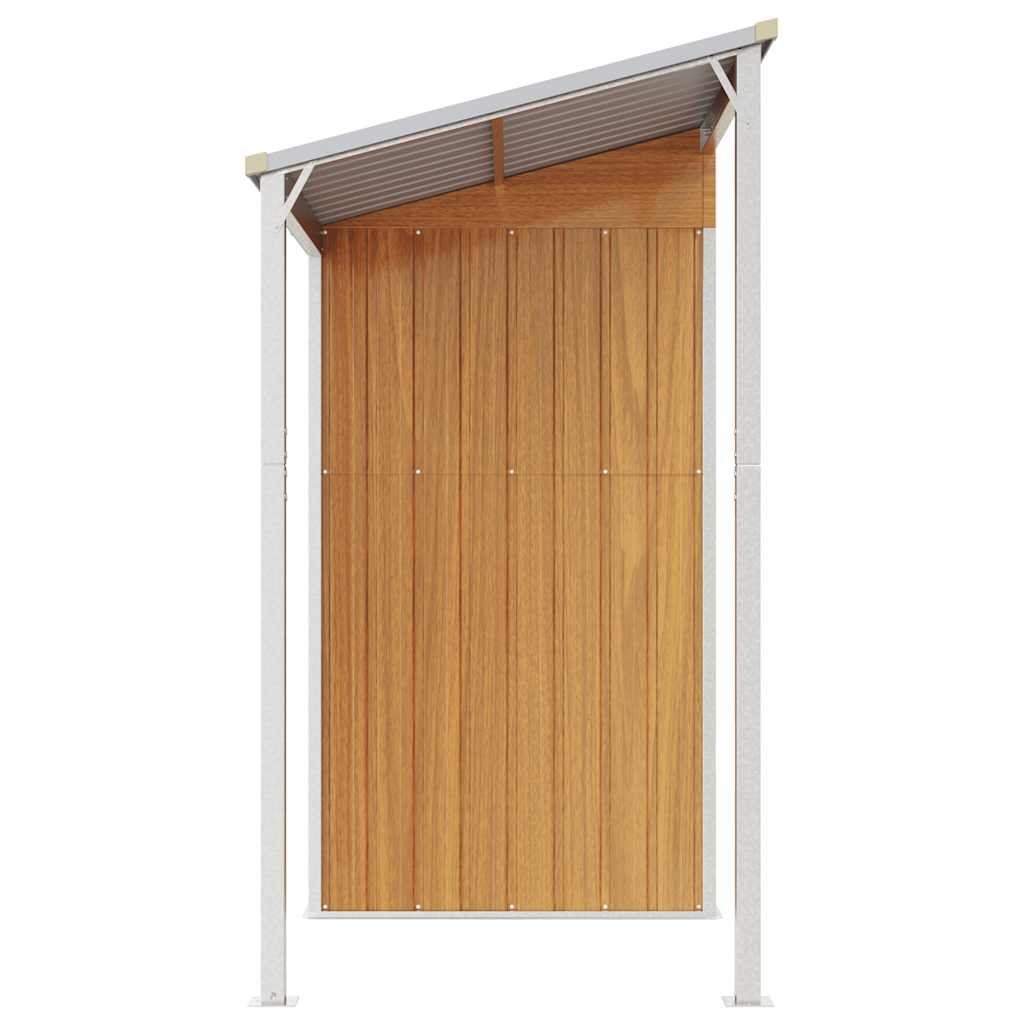 Cobertizo con tejado largo acero marrón claro 277x107x181 cm