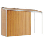 Cobertizo con tejado largo acero marrón claro 277x107x181 cm