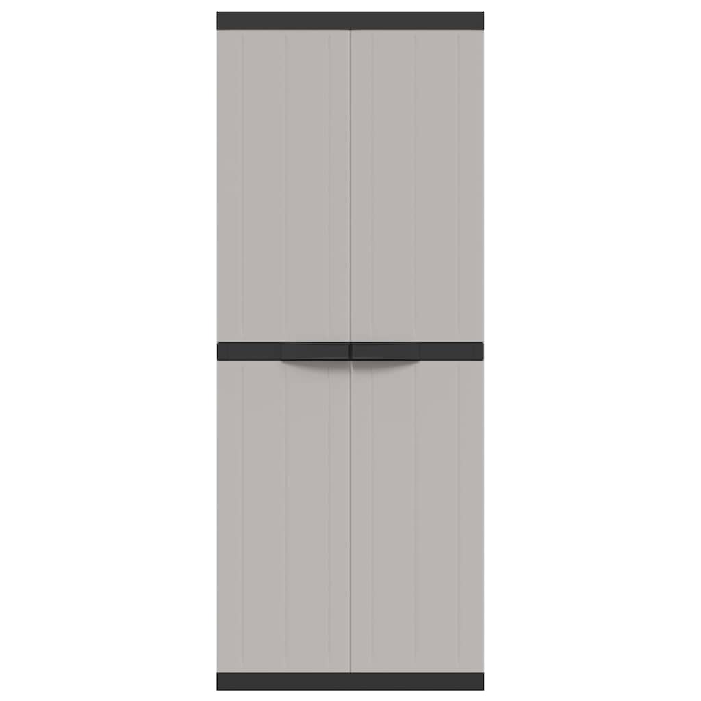 Armario de almacenaje exterior PP gris y negro 65x37x165 cm